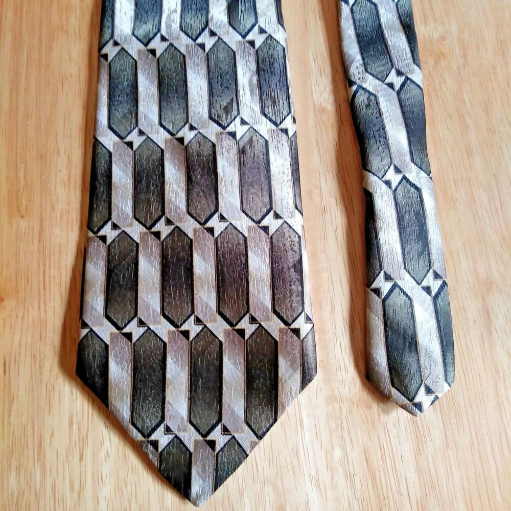 Vintage 80s David Taylor Gray Retro Abstract  Polyester Tie Classic 58"Polyester
